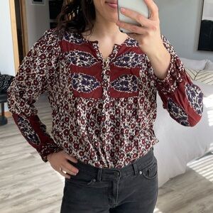 Lucky Brand Floral Print Long Sleeve Top